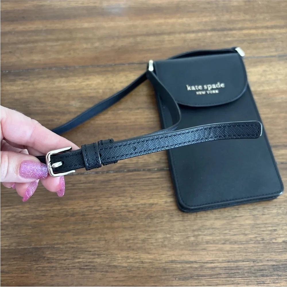 Kate Spade Black Cameron north south flap phone crossbody Bag - Picture 6 of 10